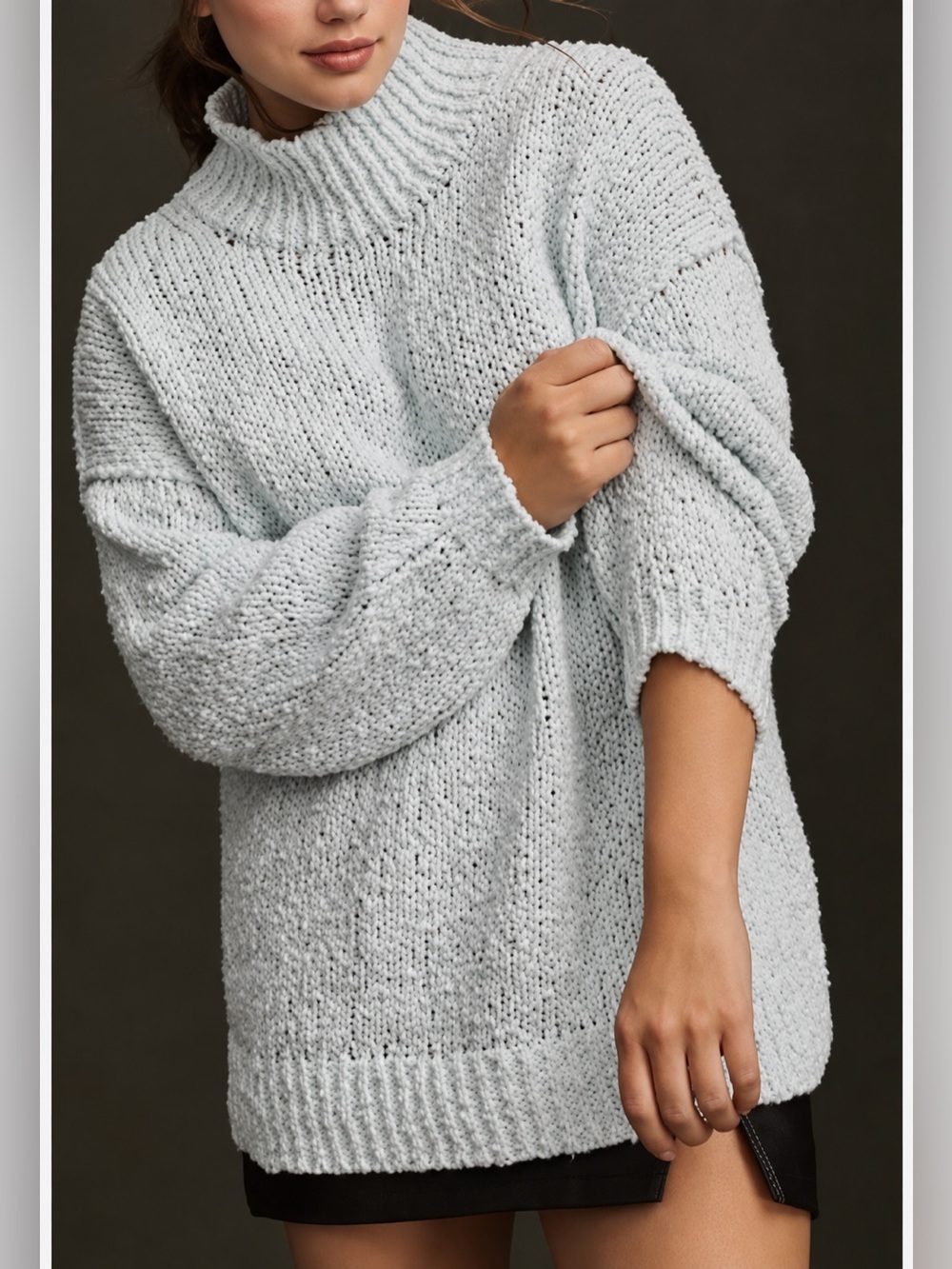 Anthropologie Blue Chunky Knit Mock Neck Sweater XXS NWT